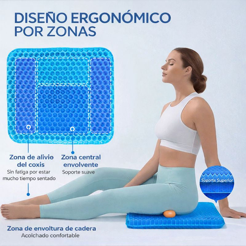 Cojín de Gel Ortopédico para Alivio de Espalda y Coxis